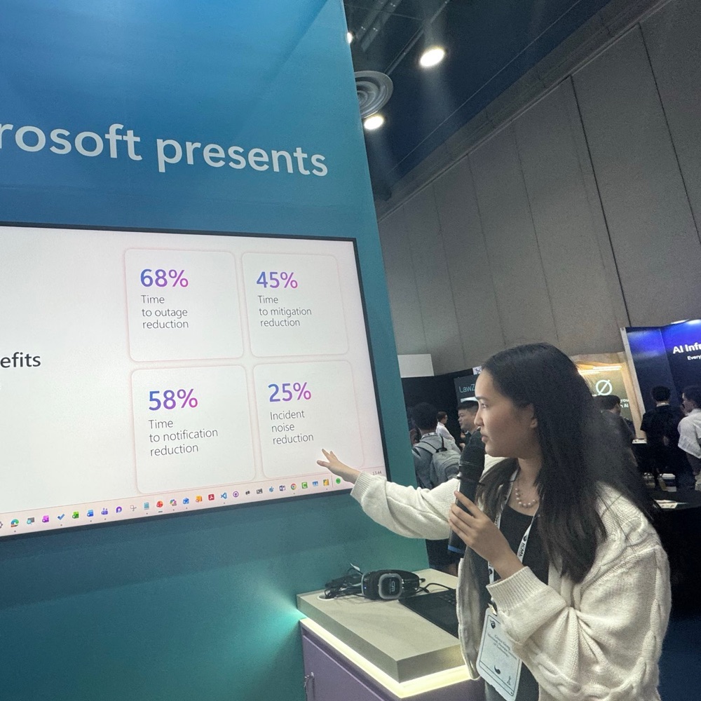 Presenting at the Microsoft booth at ICML 2026